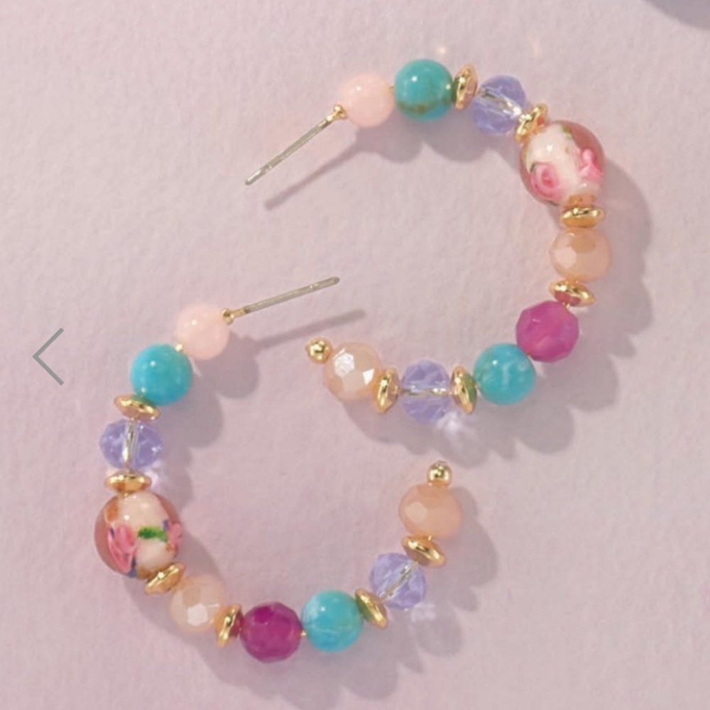 Spring bouquet hoop earrings